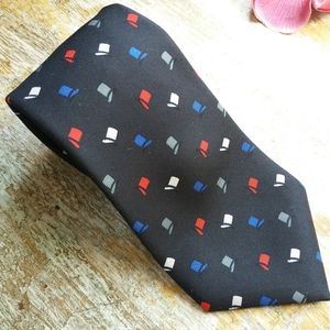 Turnbull & Asser silk top hat black red blue tie